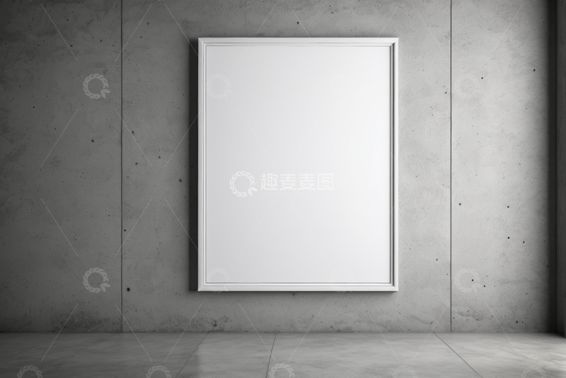 高清大图下载【趣麦麦图】混凝土墙挂白色空白画框