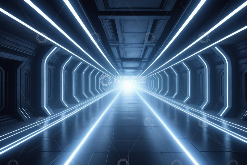 高清大图下载【趣麦麦图】科幻风格发光隧道场景