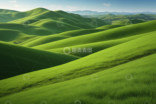 绿色起伏山丘自然风光