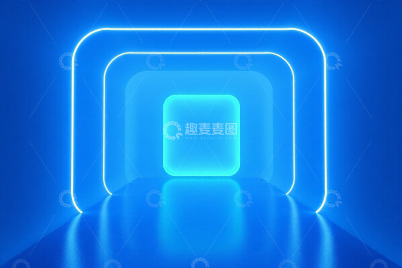 高清大图下载【趣麦麦图】蓝色发光隧道科技感空间