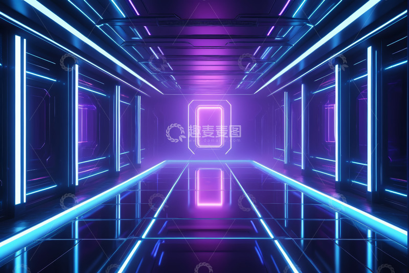 高清大图下载【趣麦麦图】未来感发光科技走廊场景