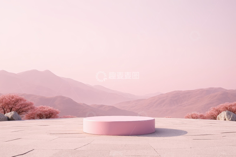 高清大图下载【趣麦麦图】粉色户外平台产品展示场景