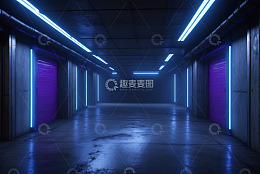 未来感发光走廊场景