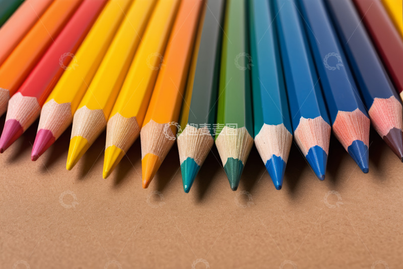 高清大图下载【趣麦麦图】彩色铅笔整齐排列特写