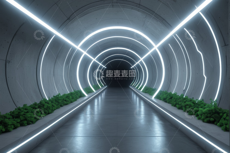 高清大图下载【趣麦麦图】科技感发光隧道通道