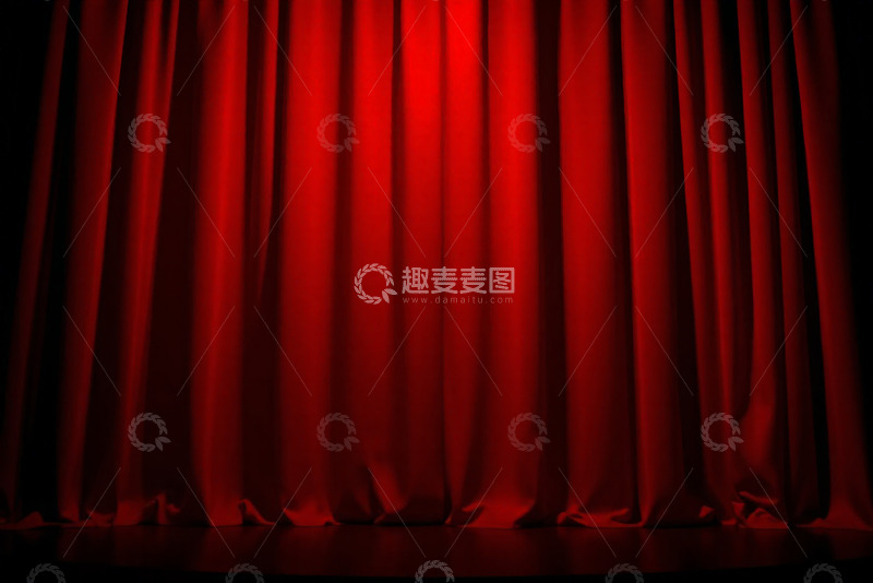 高清大图下载【趣麦麦图】舞台红色幕布背景