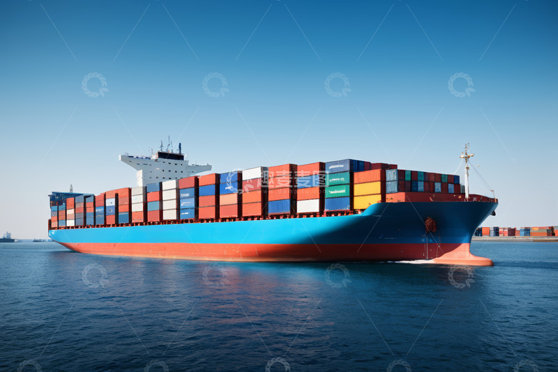 高清大图下载【趣麦麦图】海上集装箱货轮航行景象
