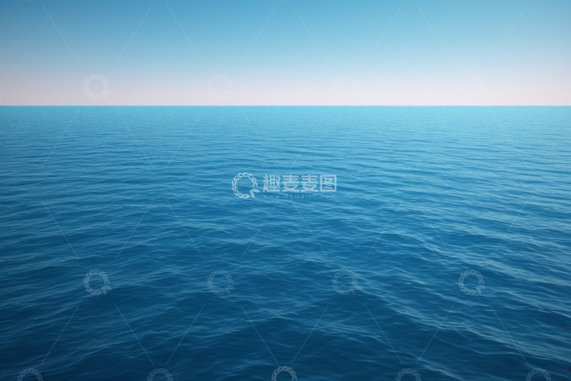 高清大图下载【趣麦麦图】广阔蓝色海洋与天空景象