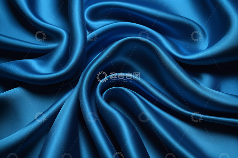 高清大图下载【趣麦麦图】蓝色丝绸织物纹理特写