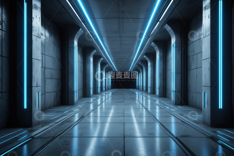 高清大图下载【趣麦麦图】-未来感科技风格隧道通道