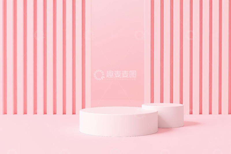 高清大图下载【趣麦麦图】粉色背景双圆台展示台