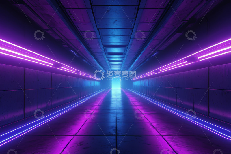 高清大图下载【趣麦麦图】霓虹发光科技感隧道场景