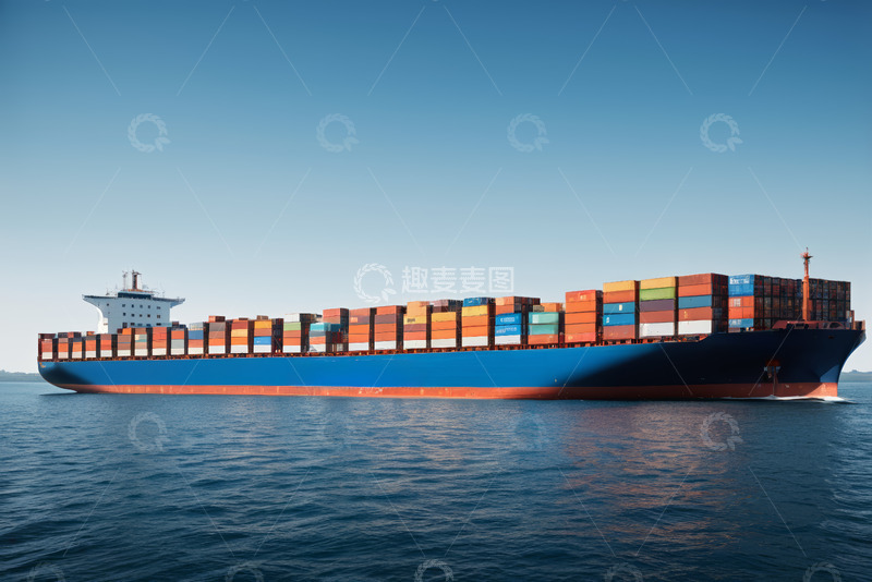 高清大图下载【趣麦麦图】海洋上的集装箱货船