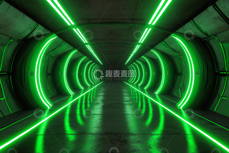 高清大图下载【趣麦麦图】现代发光隧道内部场景