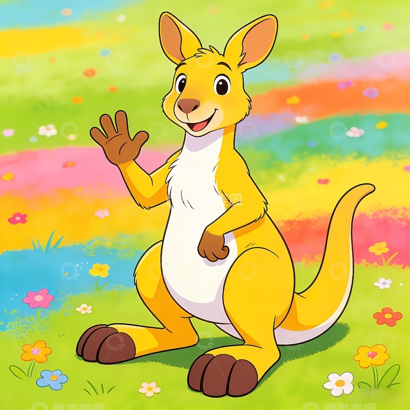 高清大图下载【趣麦麦图】卡通袋鼠招手