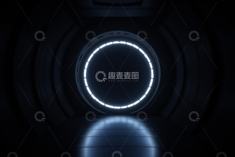 高清大图下载【趣麦麦图】现代发光隧道场景素材