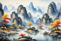 中式山水风景图