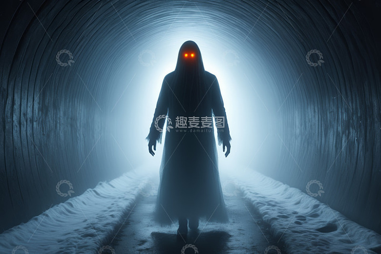 隧道中神秘身影逆光而立