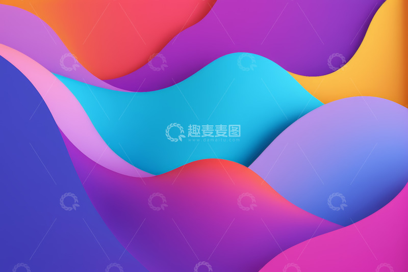 高清大图下载【趣麦麦图】多彩波浪形状背景素材