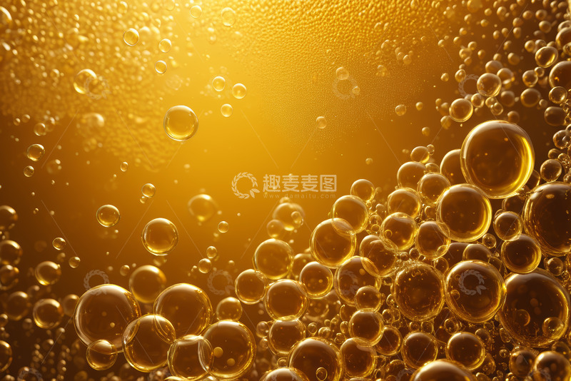 高清大图下载【趣麦麦图】金色液体中的气泡特写