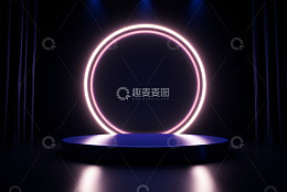 舞台上的霓虹灯环形灯光效果
