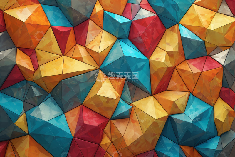 高清大图下载【趣麦麦图】多彩多边形抽象背景素材