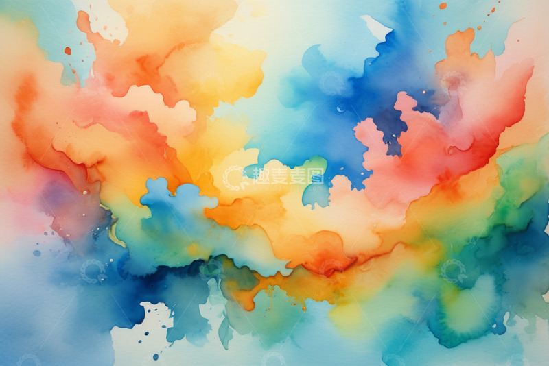高清大图下载【趣麦麦图】多彩水彩艺术背景