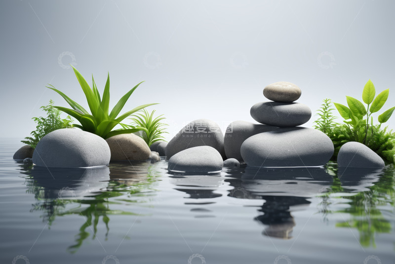 高清大图下载【趣麦麦图】海边浅滩上的鹅卵石