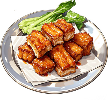 蒜香排骨美食插画