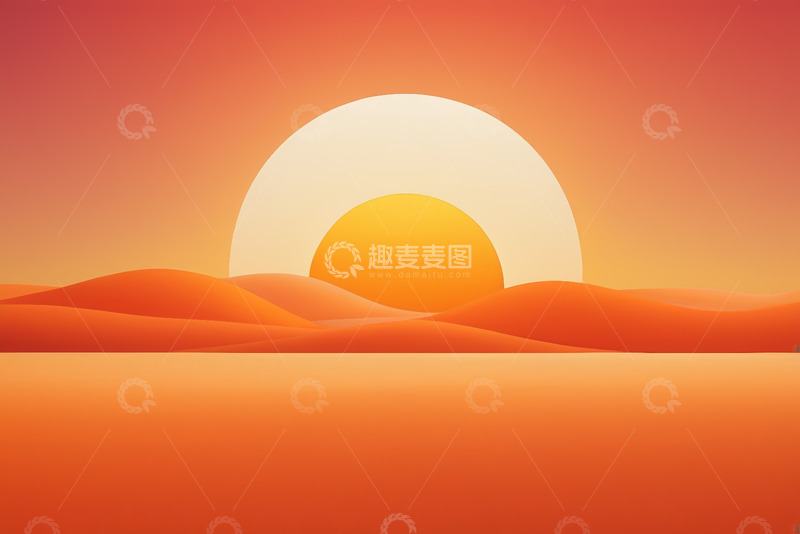高清大图下载【趣麦麦图】沙漠夕阳风景