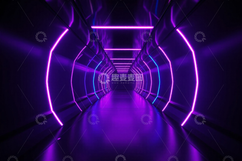 高清大图下载【趣麦麦图】霓虹发光科技感隧道场景
