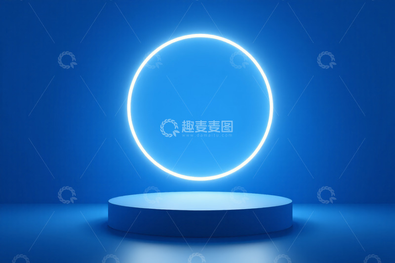 高清大图下载【趣麦麦图】蓝色背景圆形舞台展示区