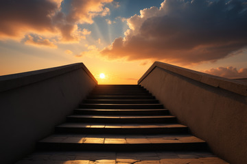 夕阳下的阶梯景观