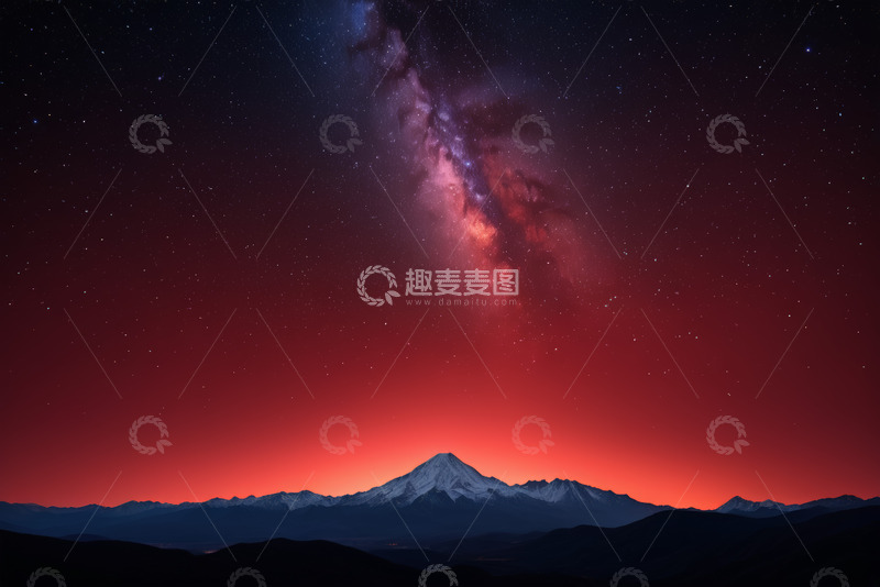 高清大图下载【趣麦麦图】星空下的雪山壮丽景象