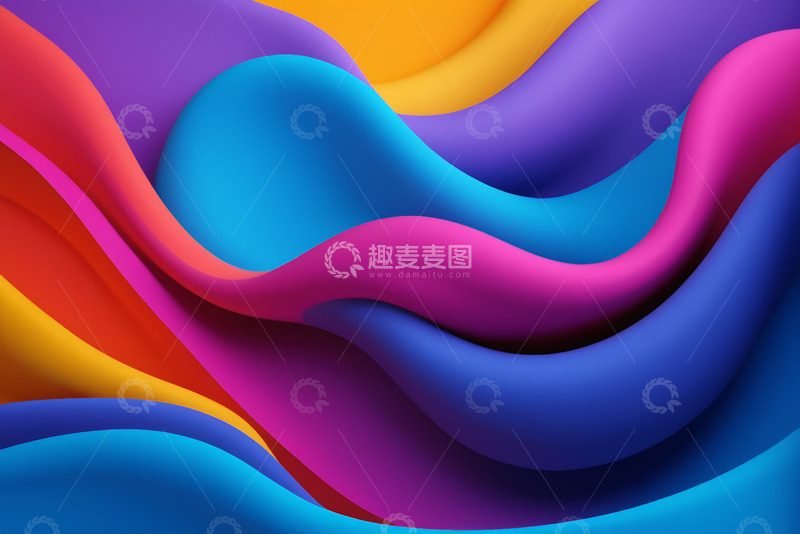 高清大图下载【趣麦麦图】多彩抽象波浪背景图案