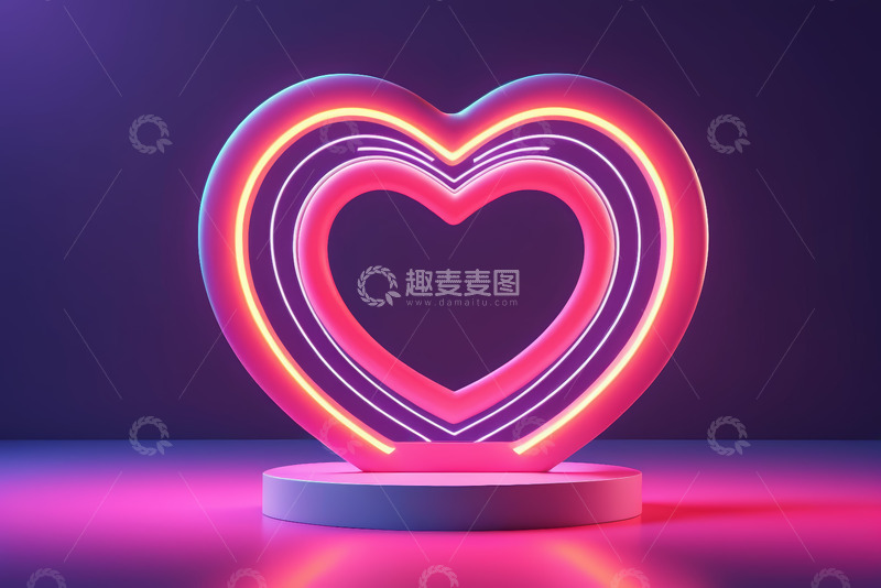 高清大图下载【趣麦麦图】紫色发光爱心设计素材