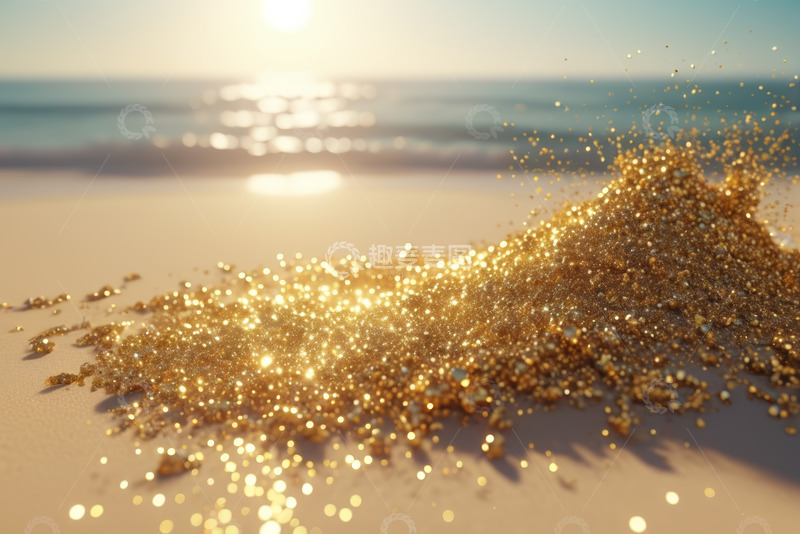 高清大图下载【趣麦麦图】海边闪耀的金色沙堆