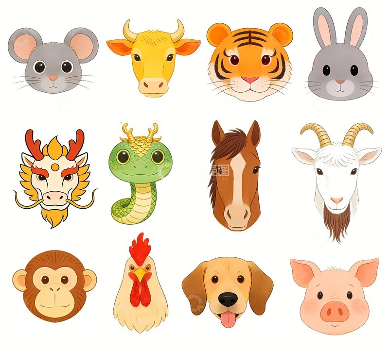 高清大图下载【趣麦麦图】十二生肖头像