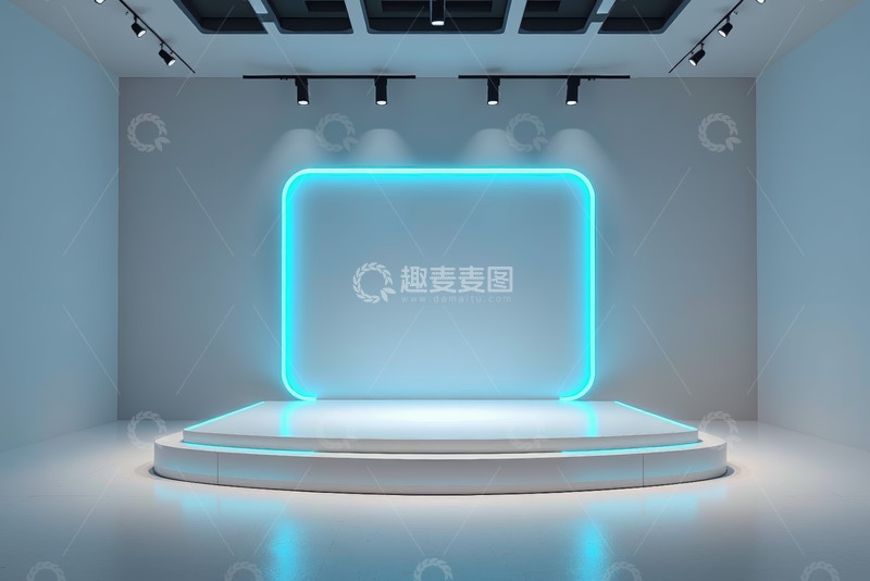 高清大图下载【趣麦麦图】现代发光展台展示空间