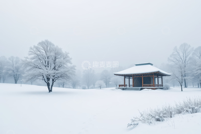 高清大图下载【趣麦麦图】雪地上绽放的花枝景观