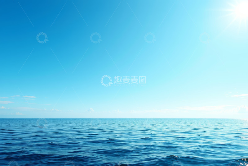 高清大图下载【趣麦麦图】蓝色海洋与晴朗天空景观