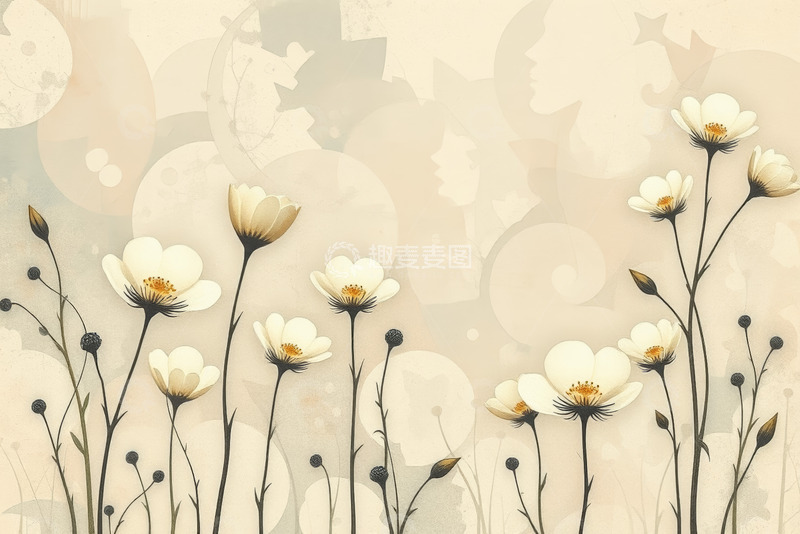 高清大图下载【趣麦麦图】白色水仙花插画素材