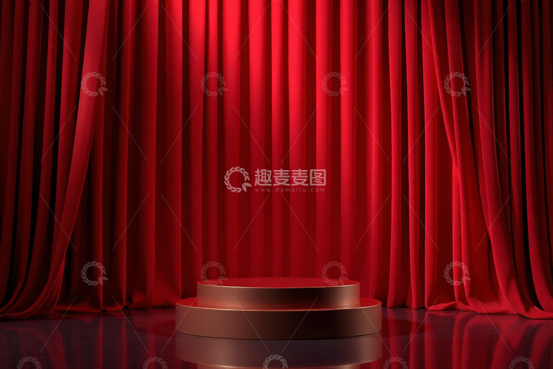 高清大图下载【趣麦麦图】金色双层基座展示台