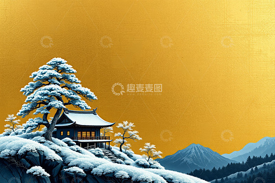 中式灯笼秋叶装饰背景