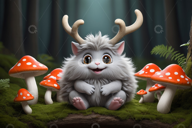 高清大图下载【趣麦麦图】毛绒萌宠与爱心气球场景