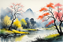 抽象色彩山丘背景图
