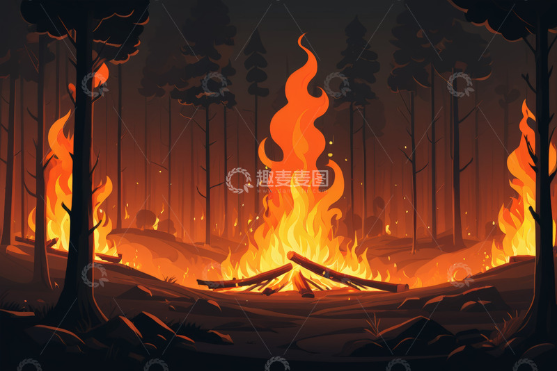 高清大图下载【趣麦麦图】森林起火场景