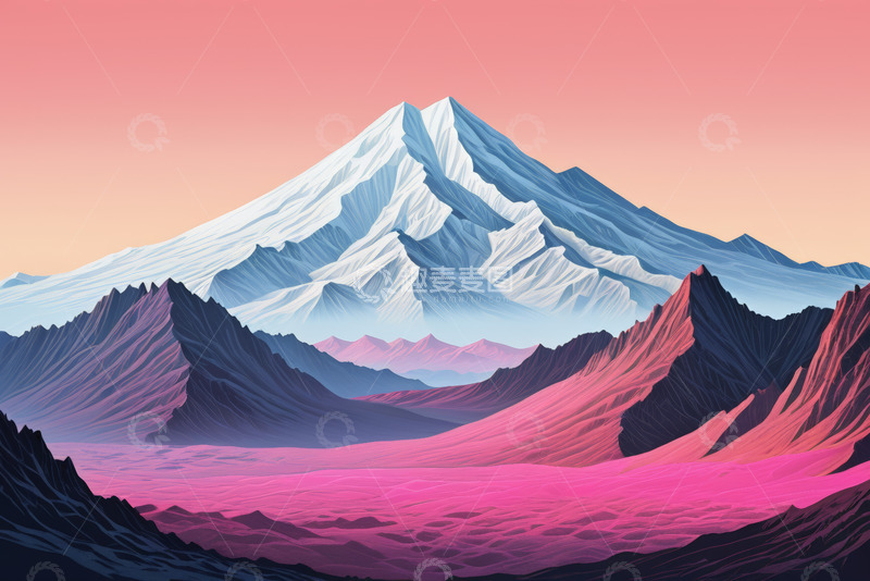 高清大图下载【趣麦麦图】海滩日落自然风光插画