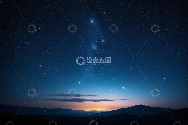 高清大图下载【趣麦麦图】湖面倒映星空与山脉景象