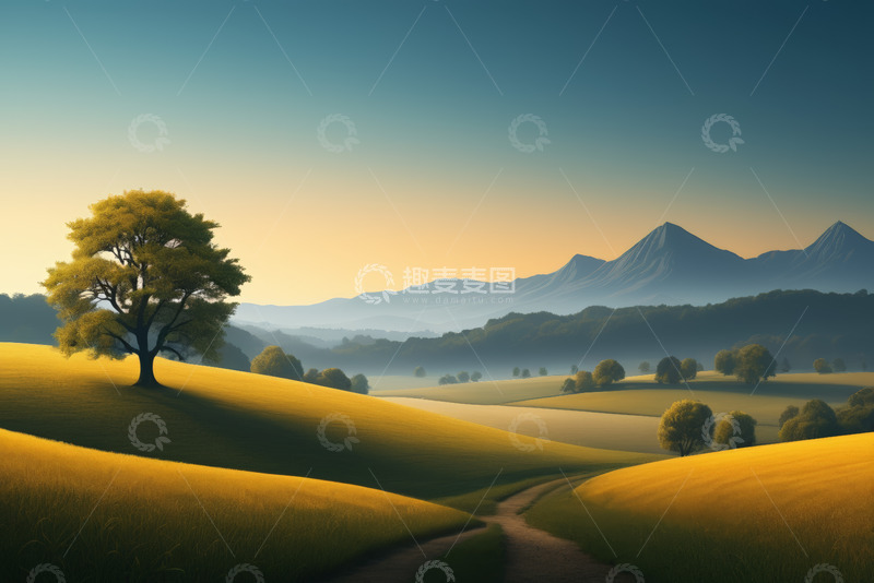 高清大图下载【趣麦麦图】夜空星河与远山景观